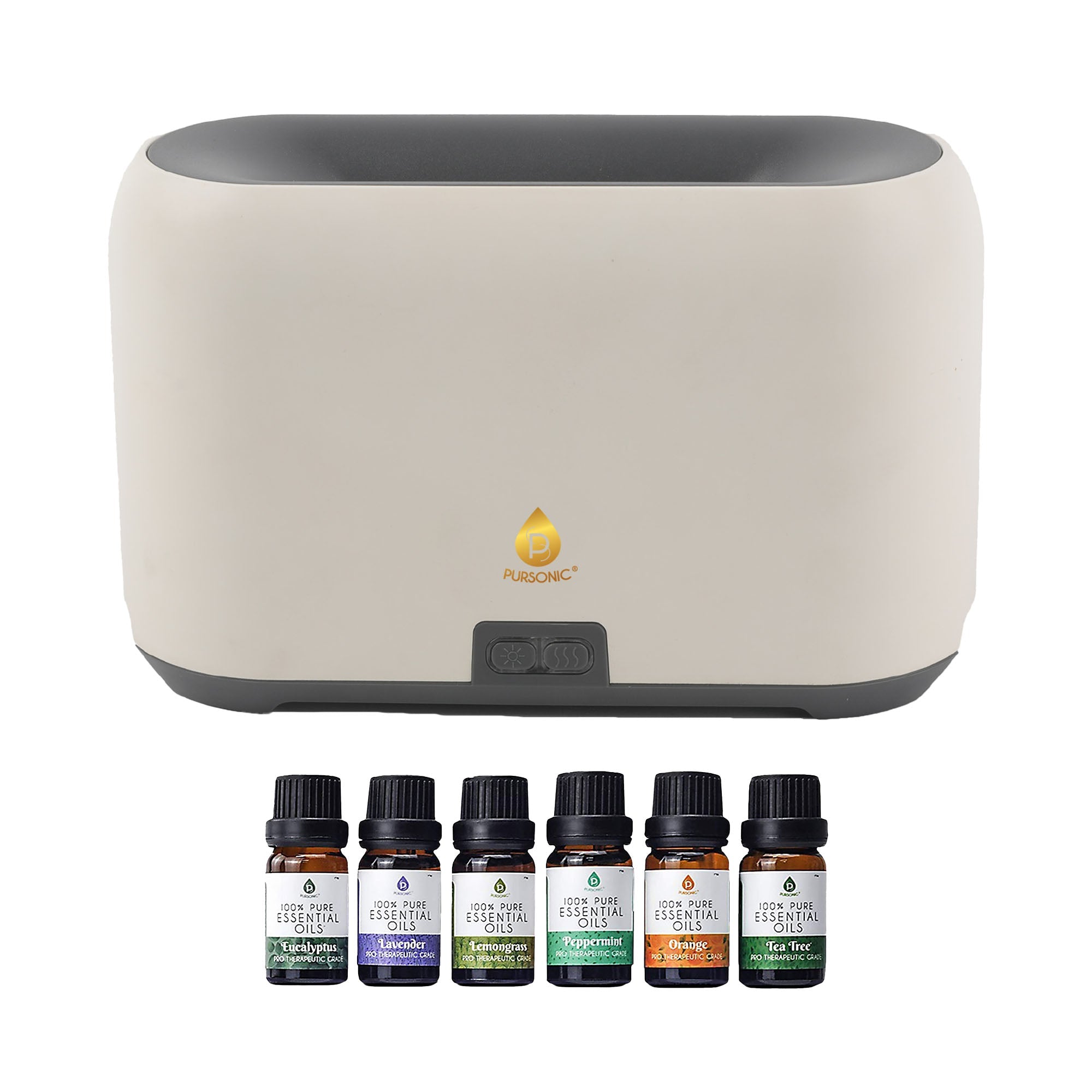 Pursonic FlameGlow Aromatherapy Diffuser & 6-Pack Essential Oils Wellness Bundle – Pure Relaxation with Light, Scent & Serenity-0