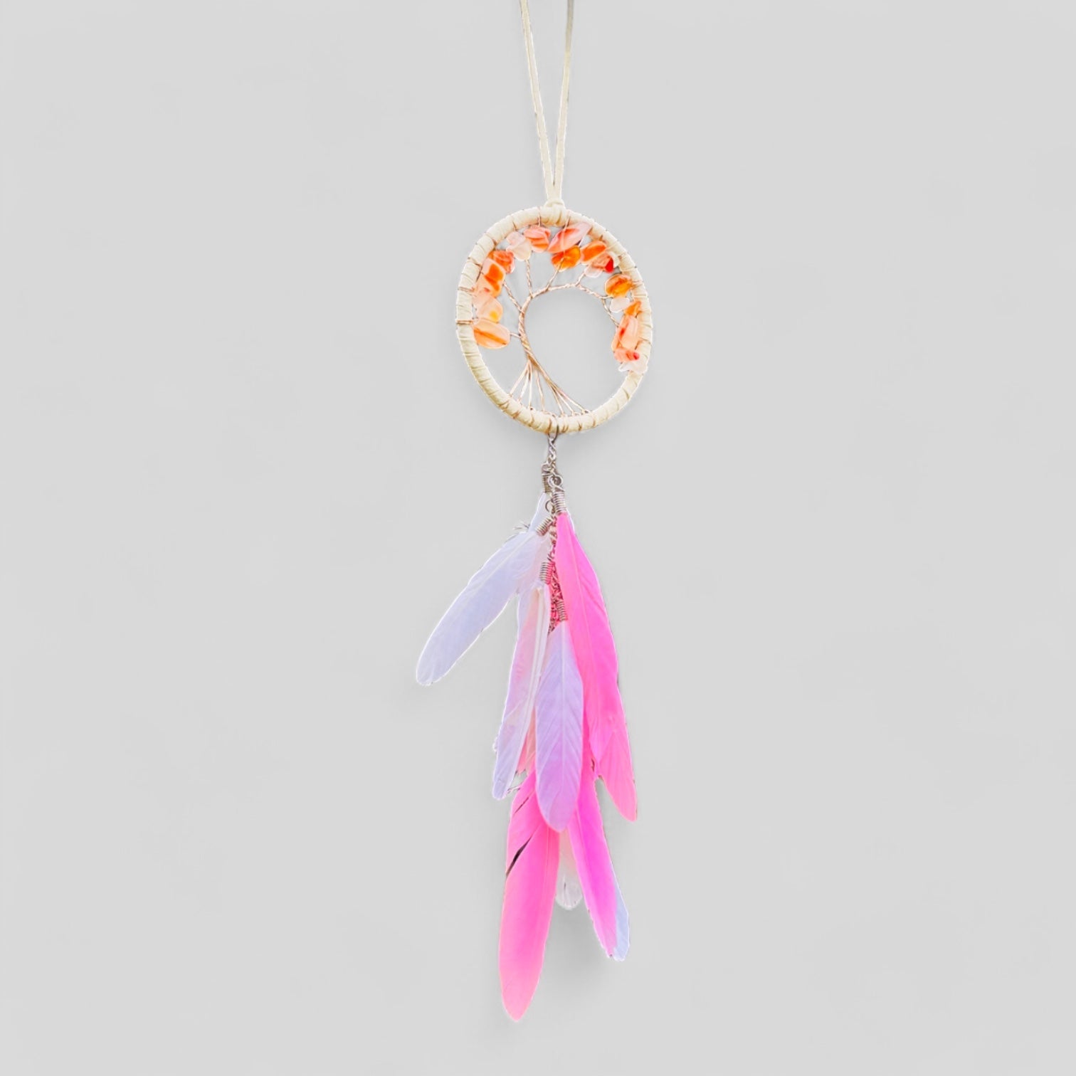 Tree Of Life Dreamcatcher | Car Hanging Decor | Pink Dreamcatcher | Dreamcatcher For House Wall Decor | Feather Wall Hanging Dreamcatchers-0