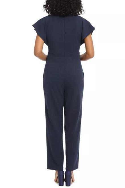 London Times Batwing V - Neck Side - Pocket Zipper Back Jumpsuit - AROMATIC