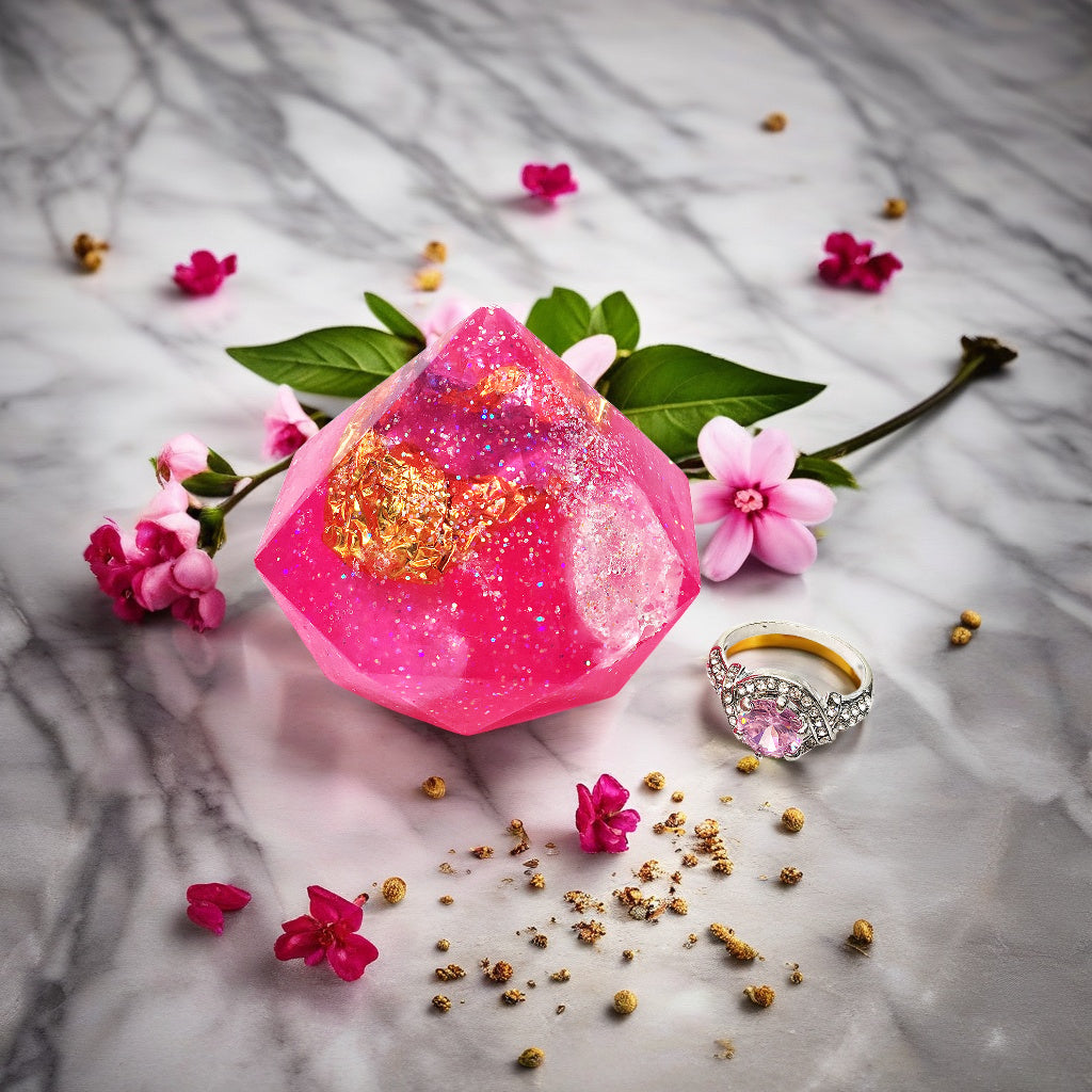 Rose Quartz Gem Soap with Hidden Silver Ring-1